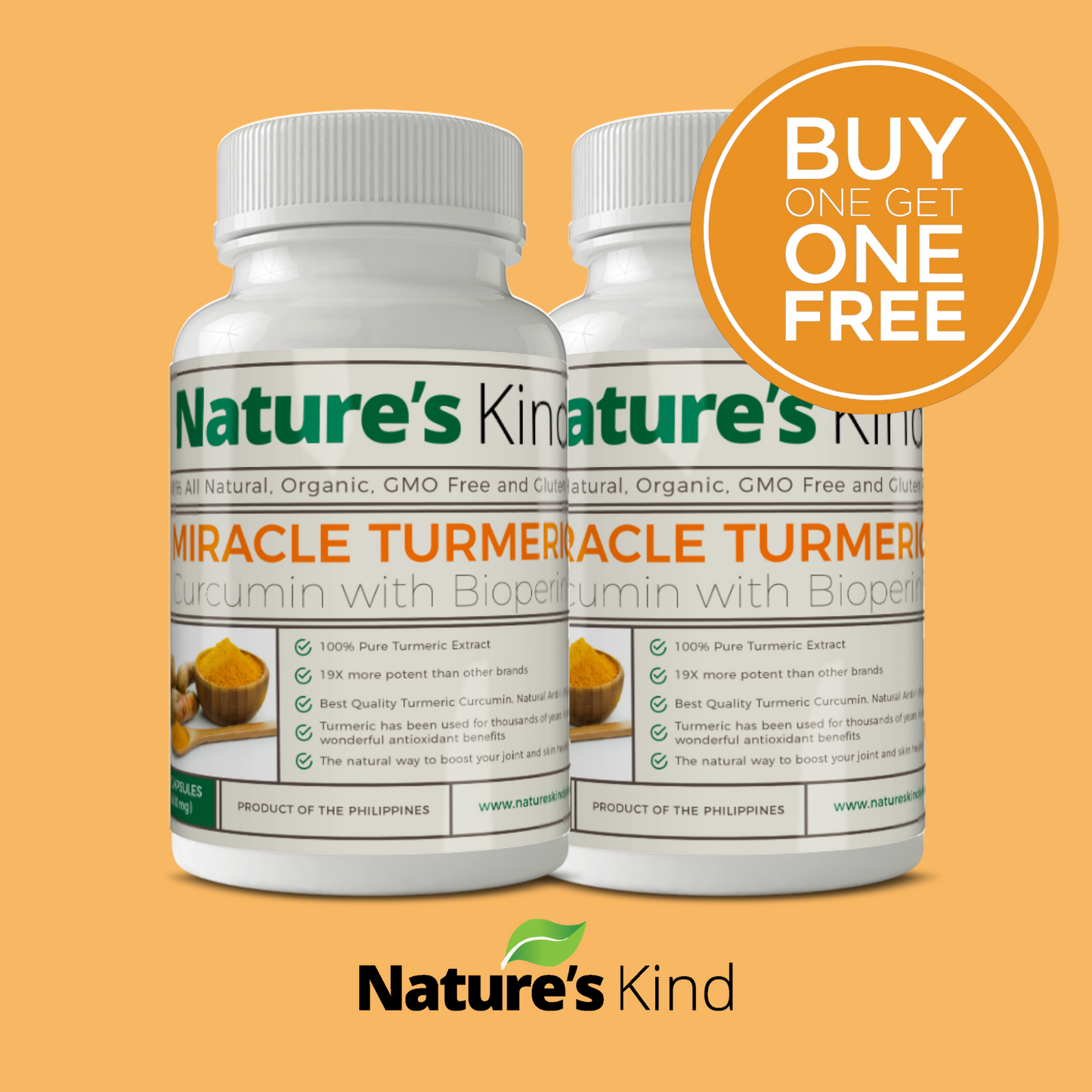 Organic Turmeric Capsules (Highest Potency with Pepper) Buy One Take One Promo!