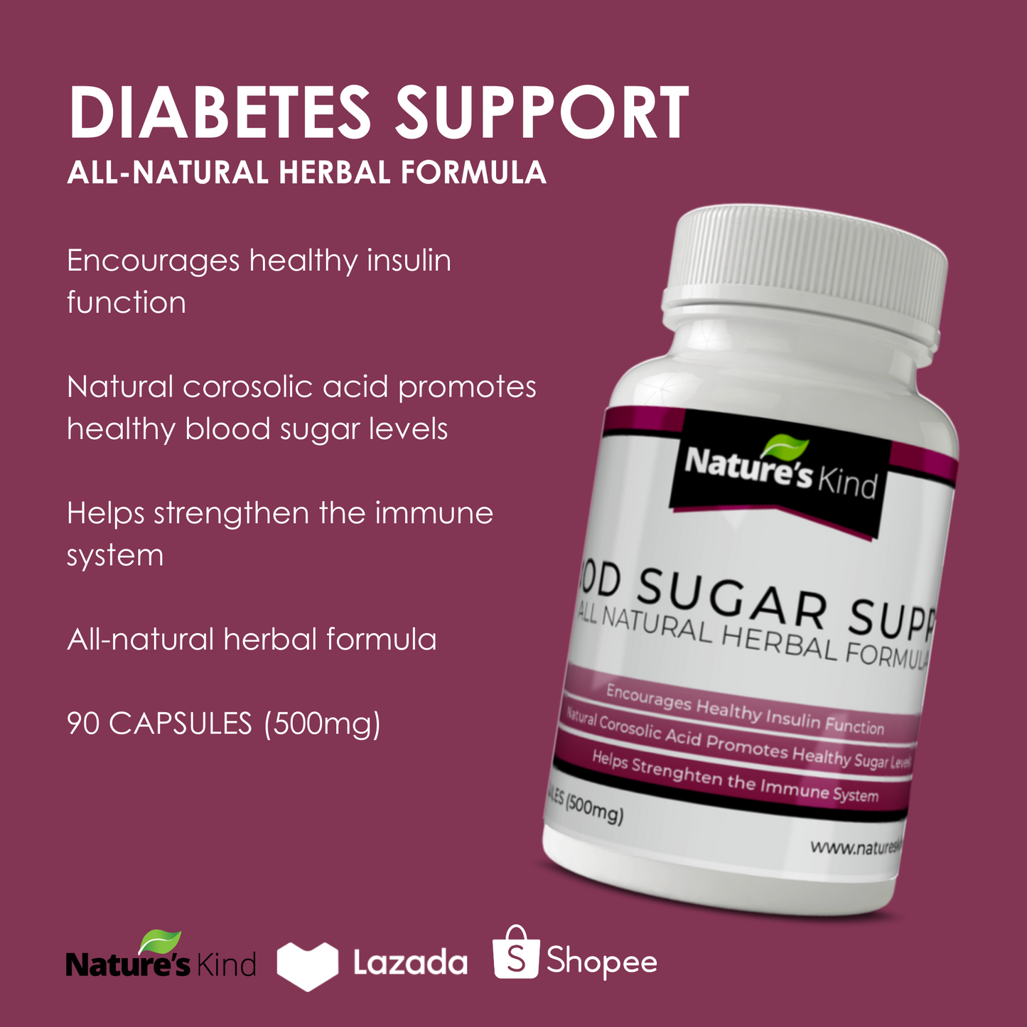 Diabetes Support Supplement - with 5 Best HERBS for Diabetes Control