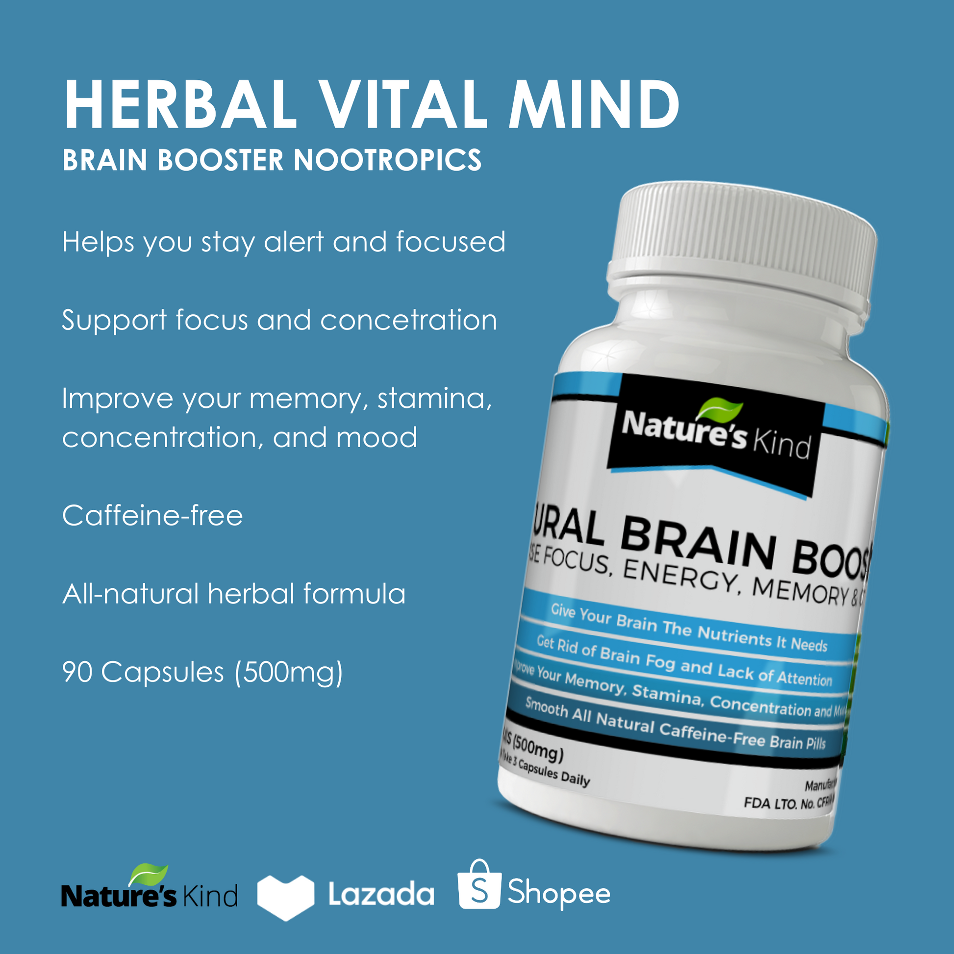 VitalMind Brain Booster Nootropics - Increase Focus, Energy